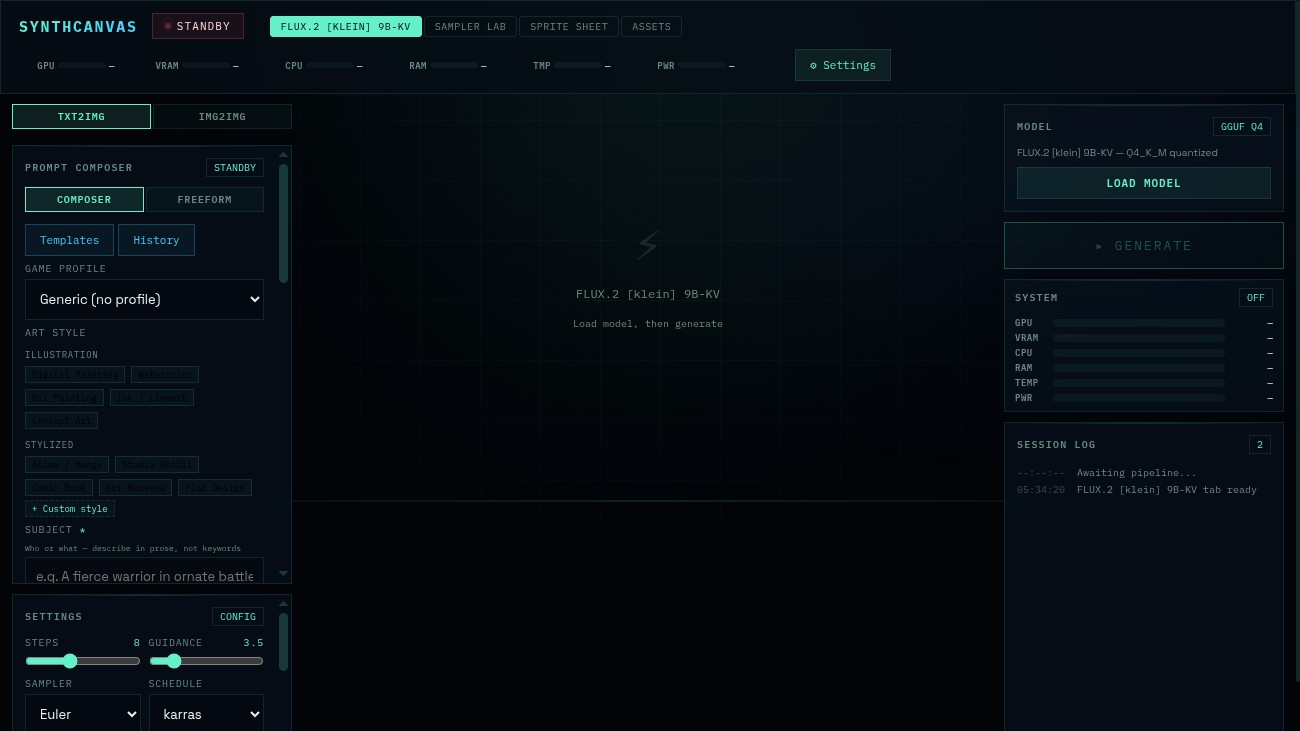 SynthCanvas — captured running interface
